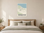 Minster Street Map Poster at A1, as a poster, above a bed