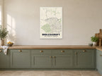 Molescroft Street Map Poster at A1, in a white frame, in a kitchen