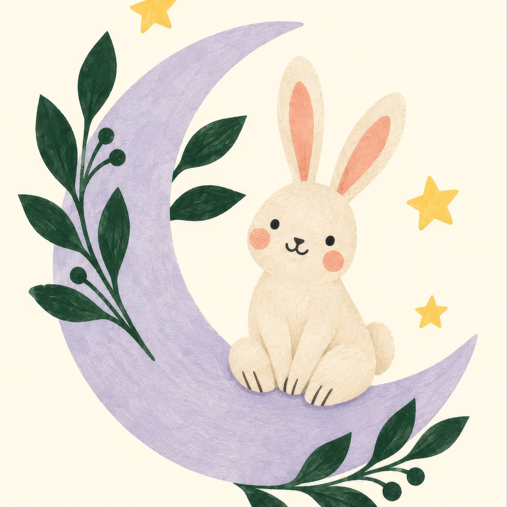 Moonlight Rabbit Children’s Print — square composition