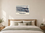 Mousehole Harbour Poster at A1, as a poster, above a bed
