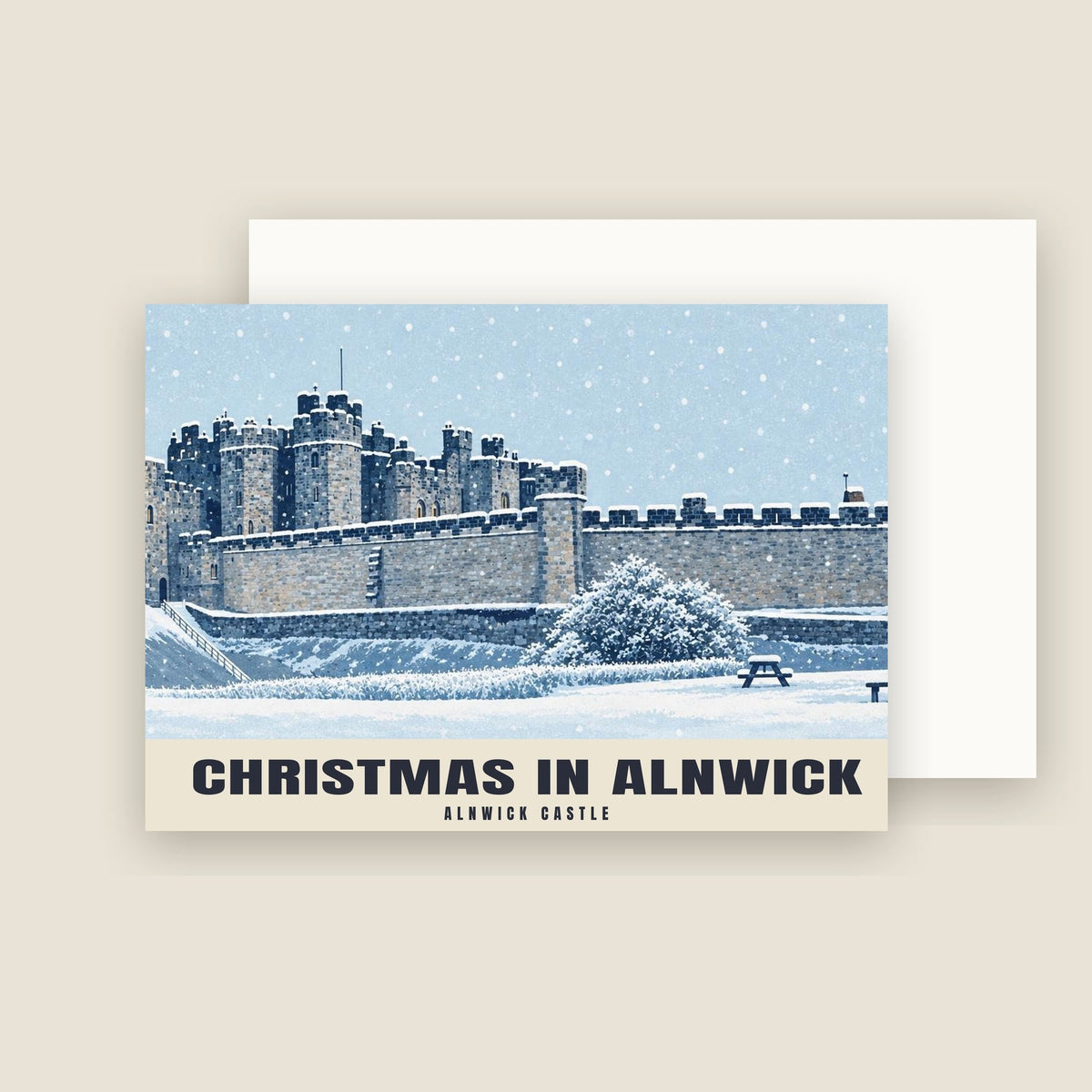 Alnwick Castle Christmas card with its envelope