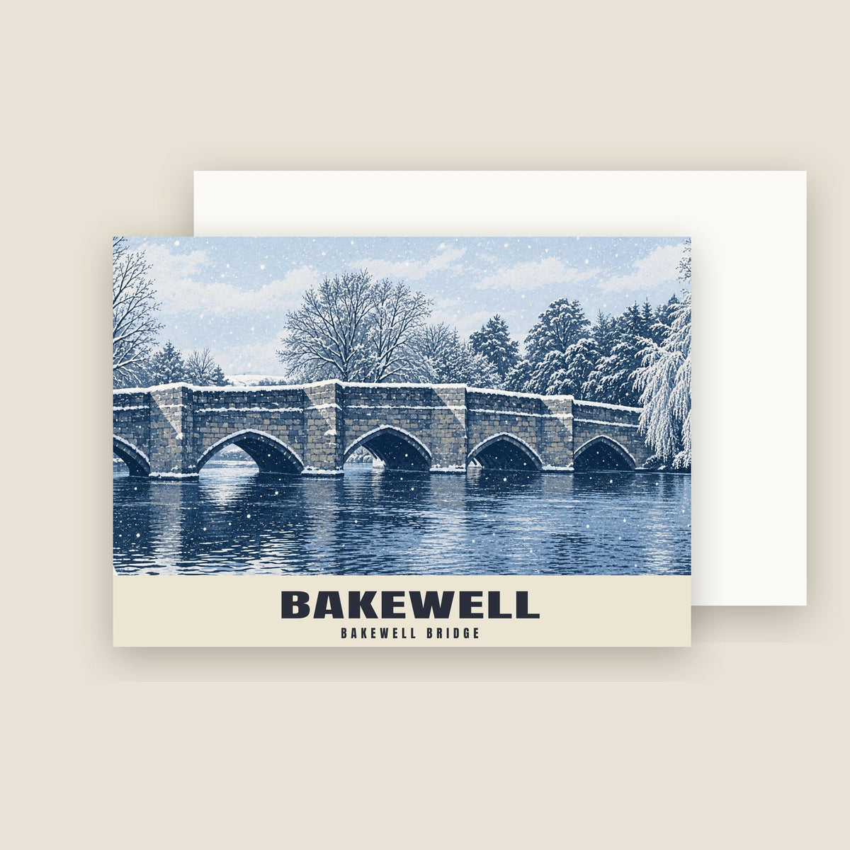 Bakewell Bridge Christmas card with its envelope