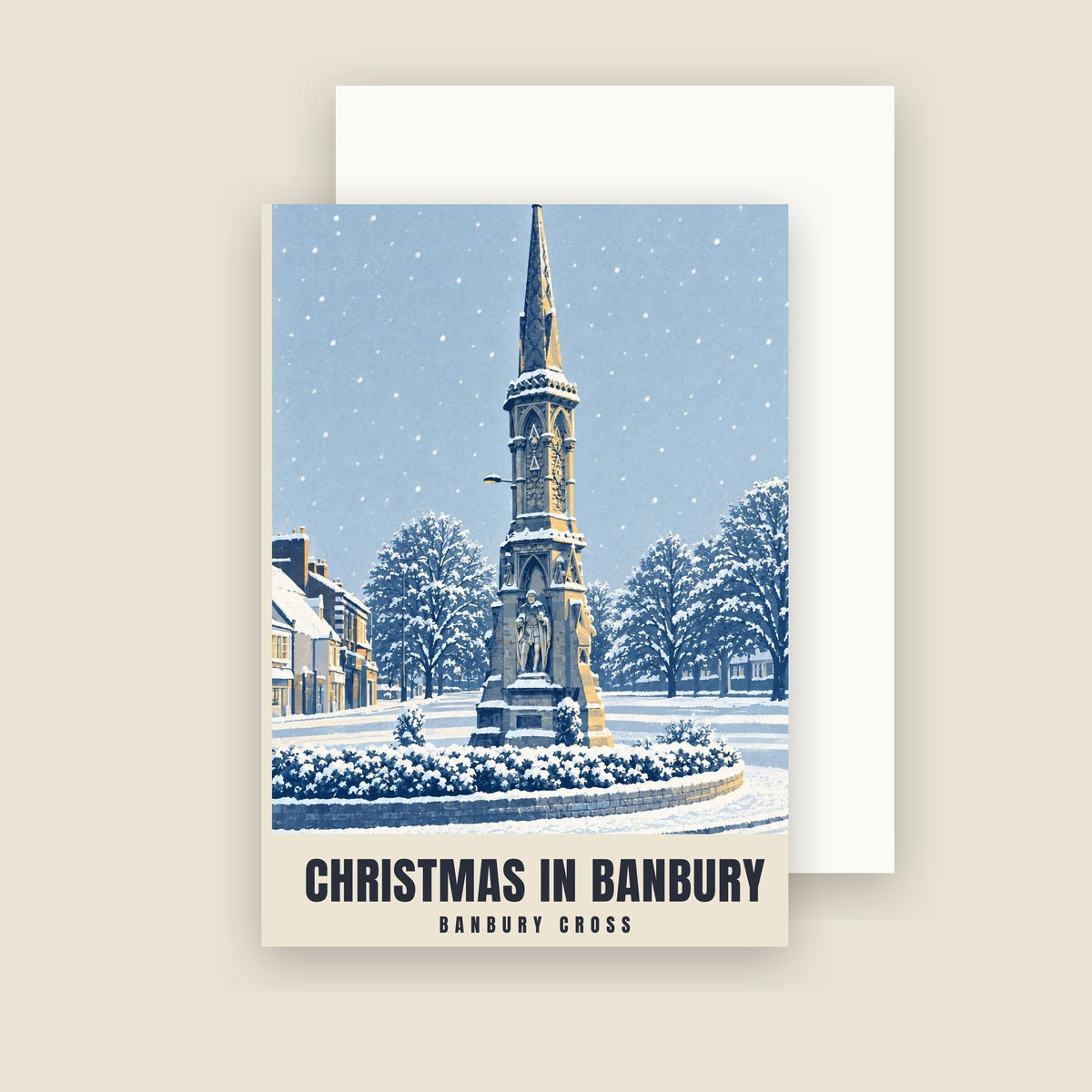 Banbury Cross Christmas card with its envelope