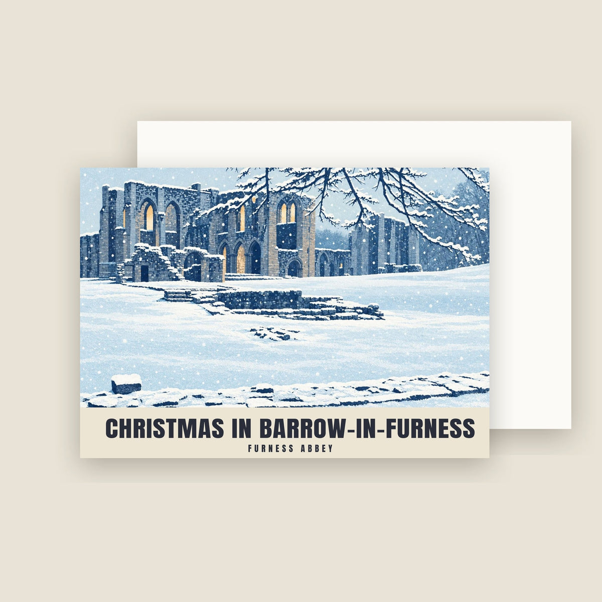 Furness Abbey, Barrow-in-Furness Christmas card with its envelope