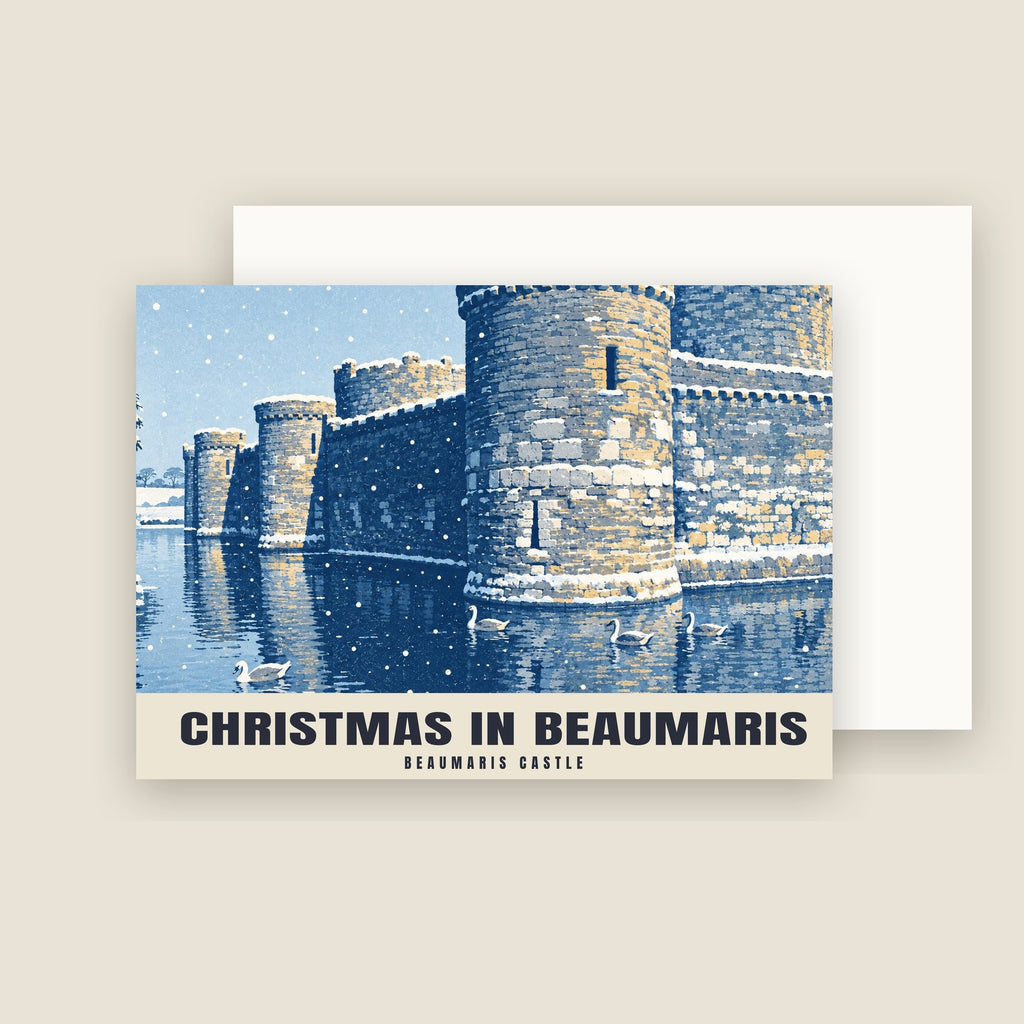 Beaumaris Castle Christmas card with its envelope