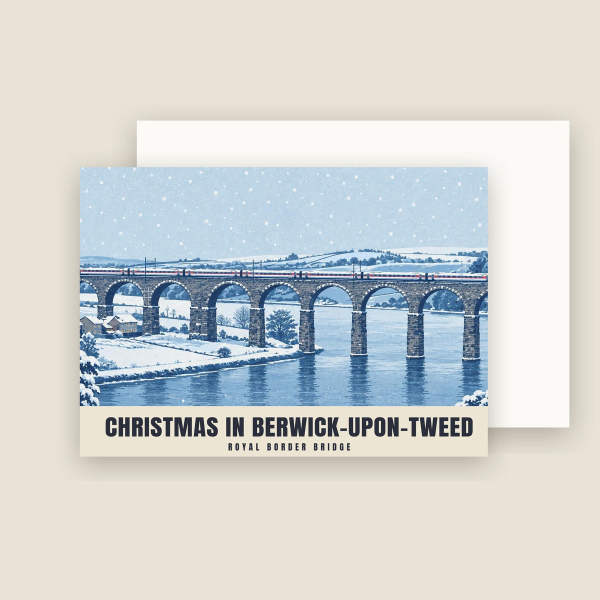 Royal Border Bridge, Berwick-upon-Tweed Christmas card with its envelope