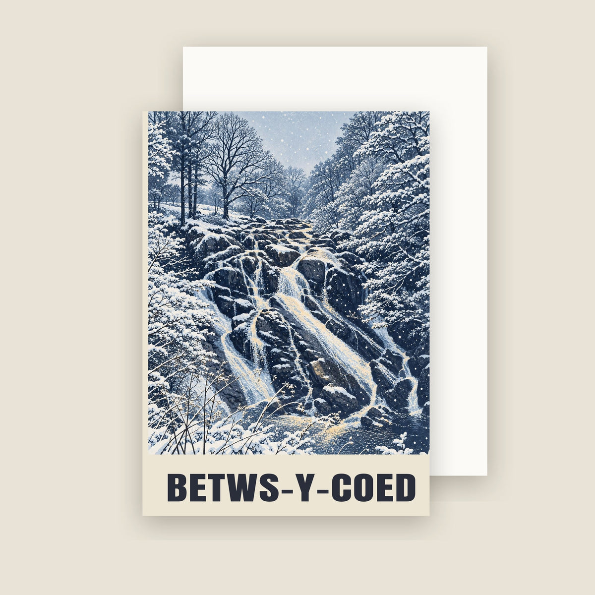 Swallow Falls, Betws-y-Coed Christmas card with its envelope