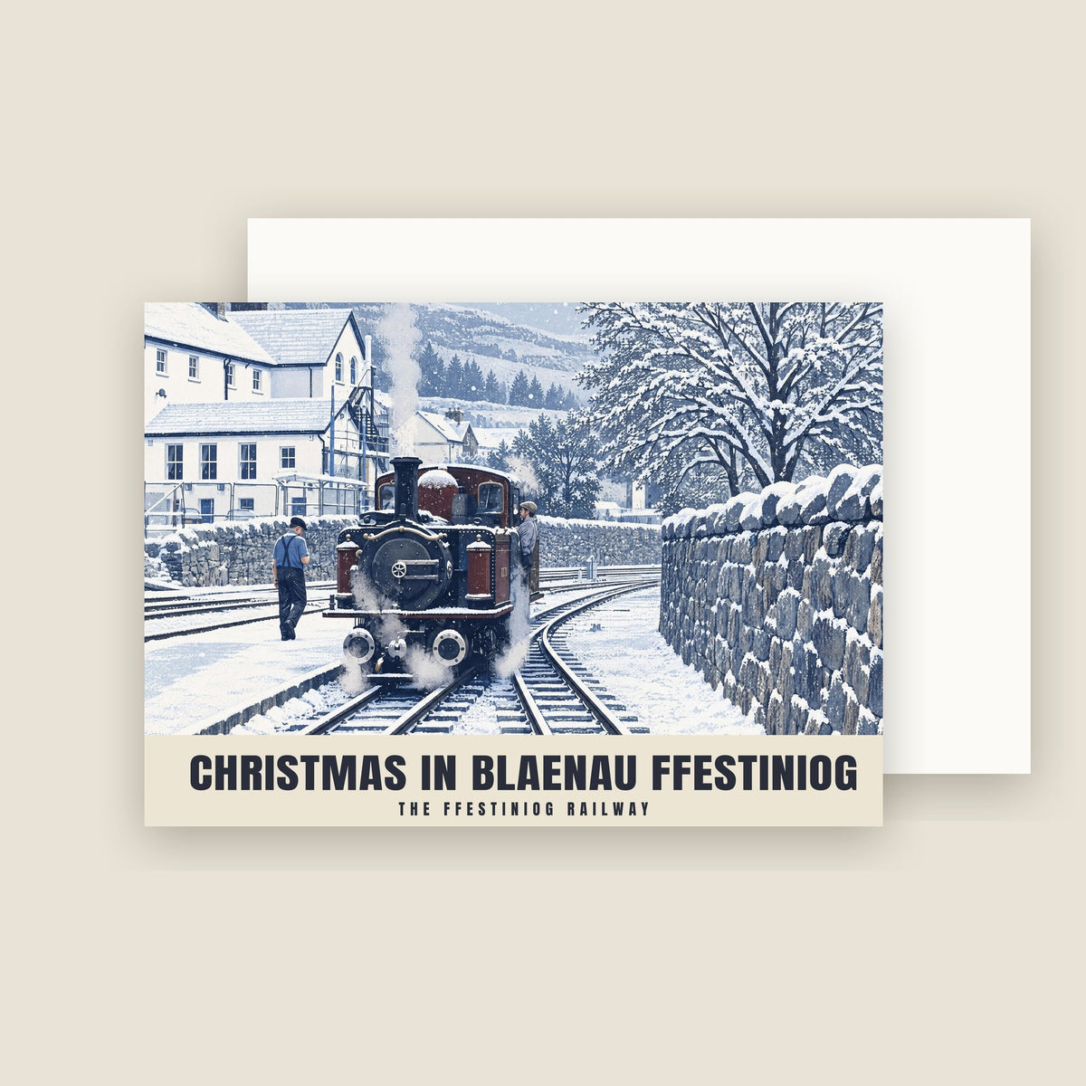 The Ffestiniog Railway, Blaenau Ffestiniog Christmas card with its envelope