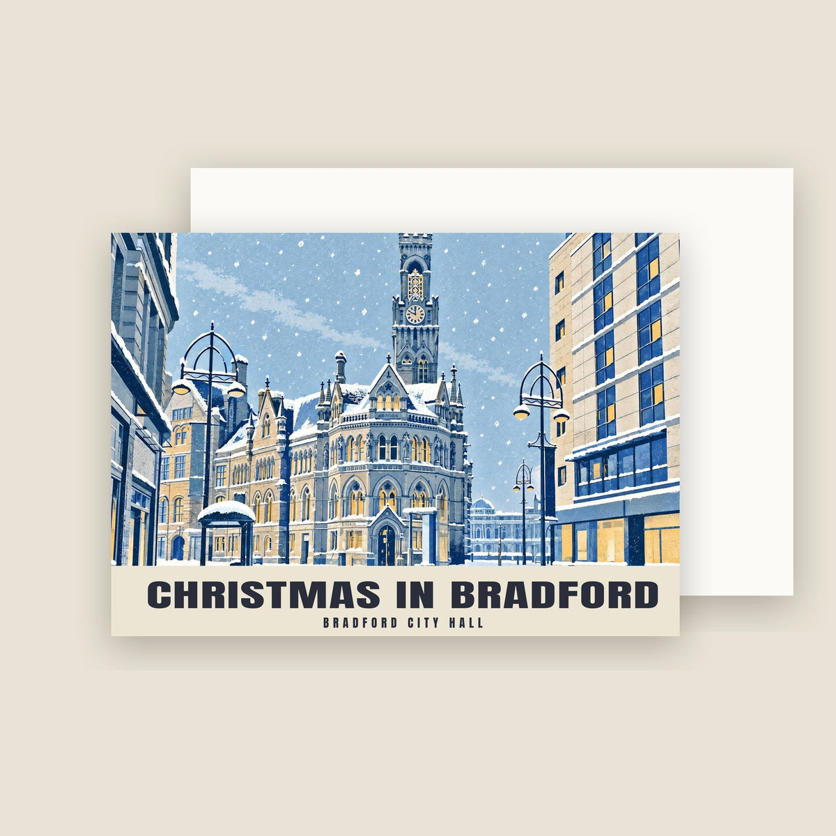 Bradford City Hall, Bradford Christmas card with its envelope