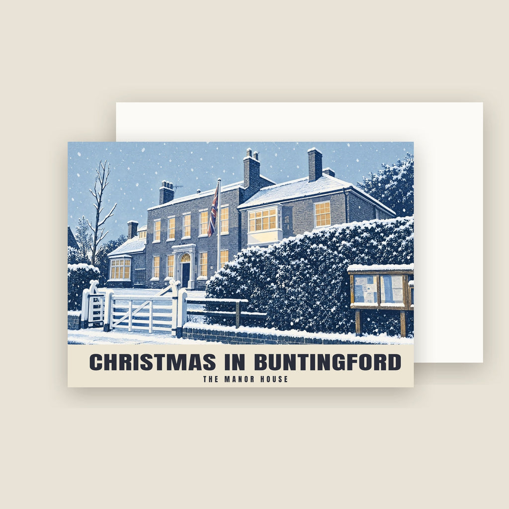 The Manor House, Buntingford Christmas card with its envelope