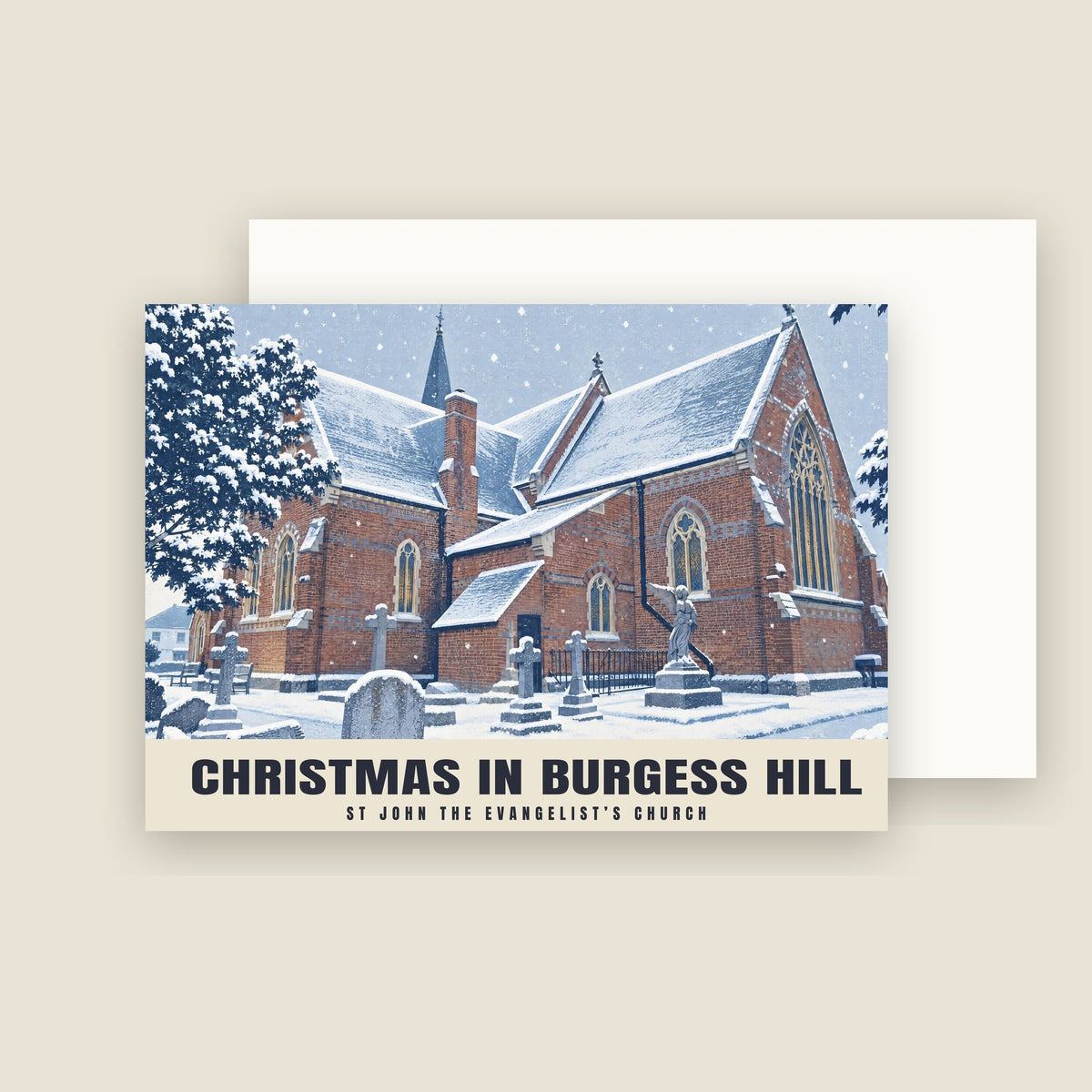 St John the Evangelist’s Church, Burgess Hill Christmas card with its envelope