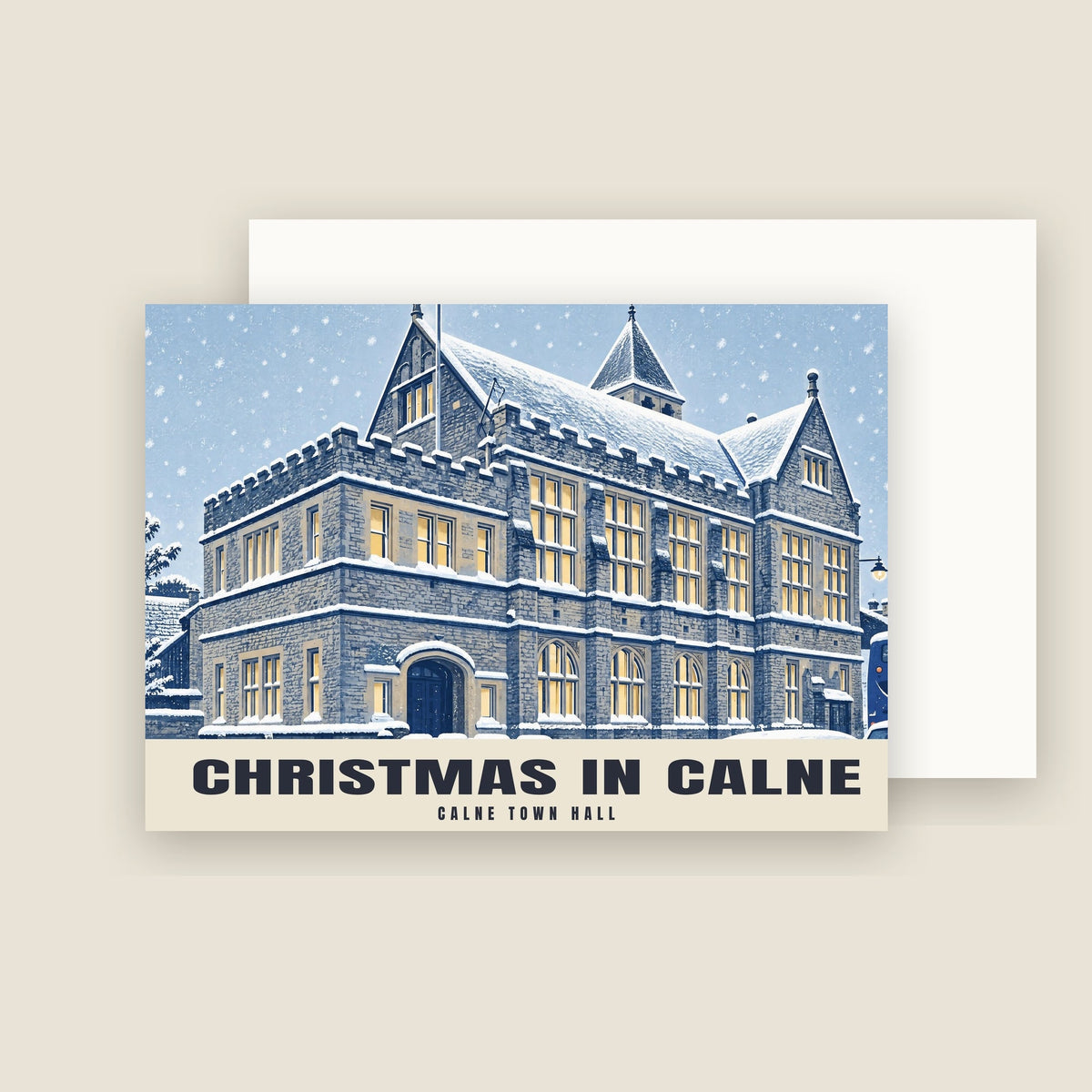 Calne Town Hall Christmas card with its envelope