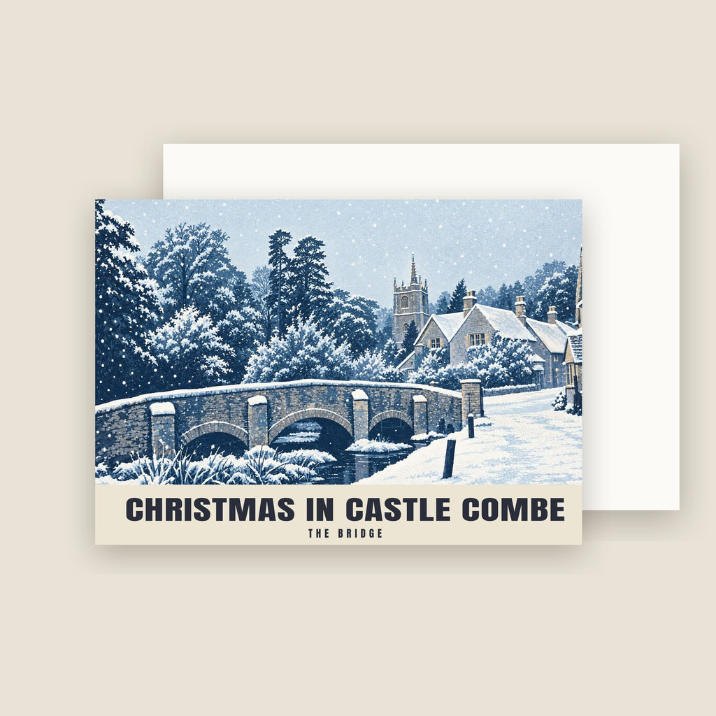 The Bridge, Castle Combe Christmas card with its envelope