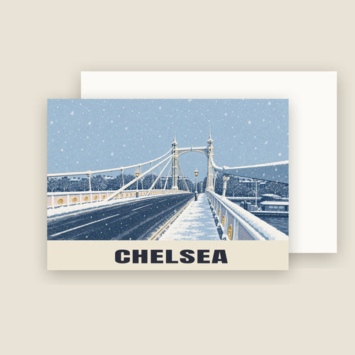 Albert Bridge, Chelsea Christmas card with its envelope