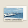 Clacton Pier, Clacton-on-Sea Christmas card with its envelope