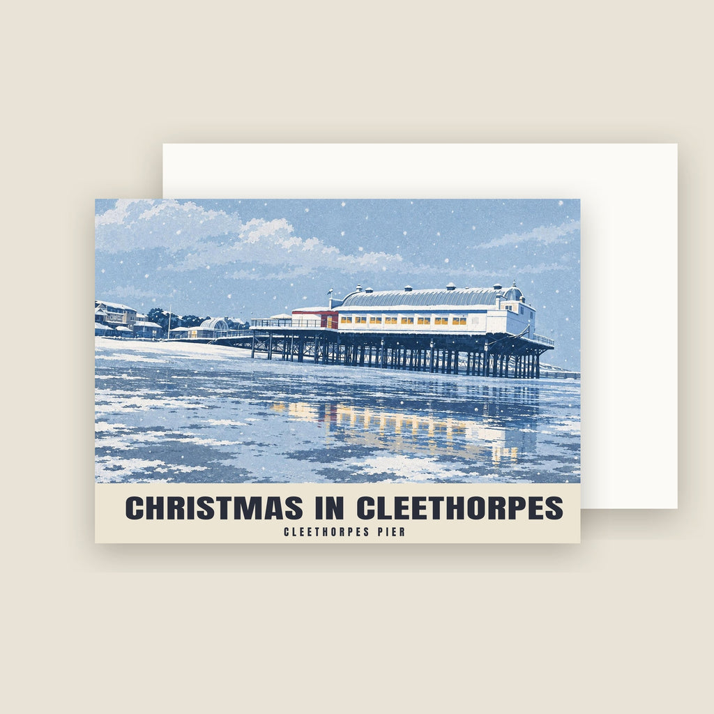 Cleethorpes Pier Christmas card with its envelope