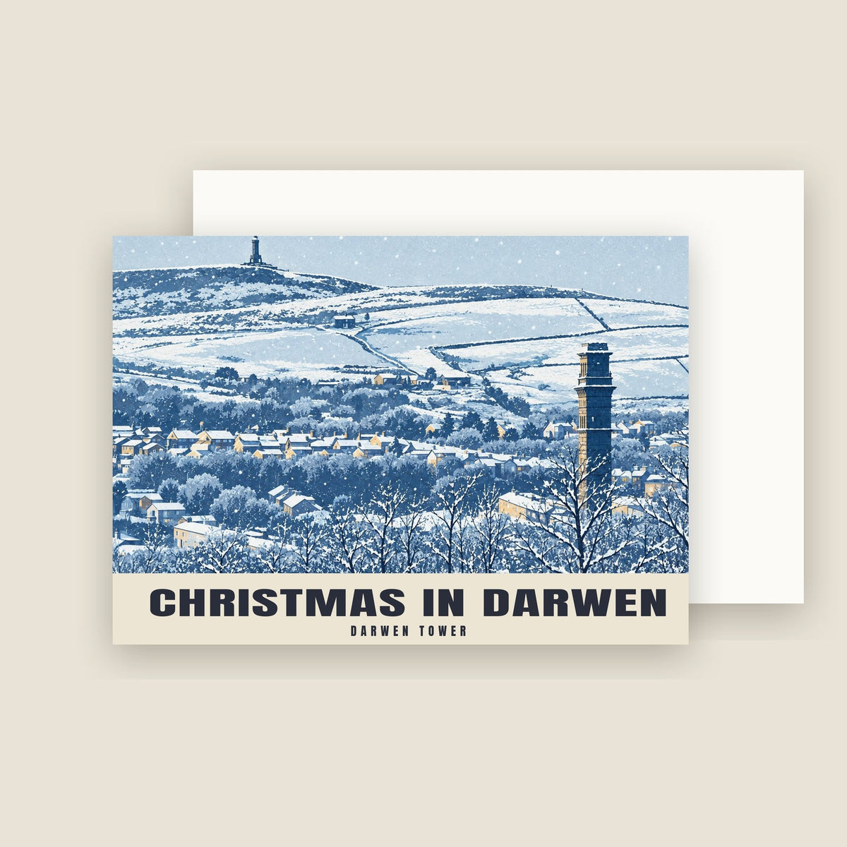 Darwen Tower Christmas card with its envelope
