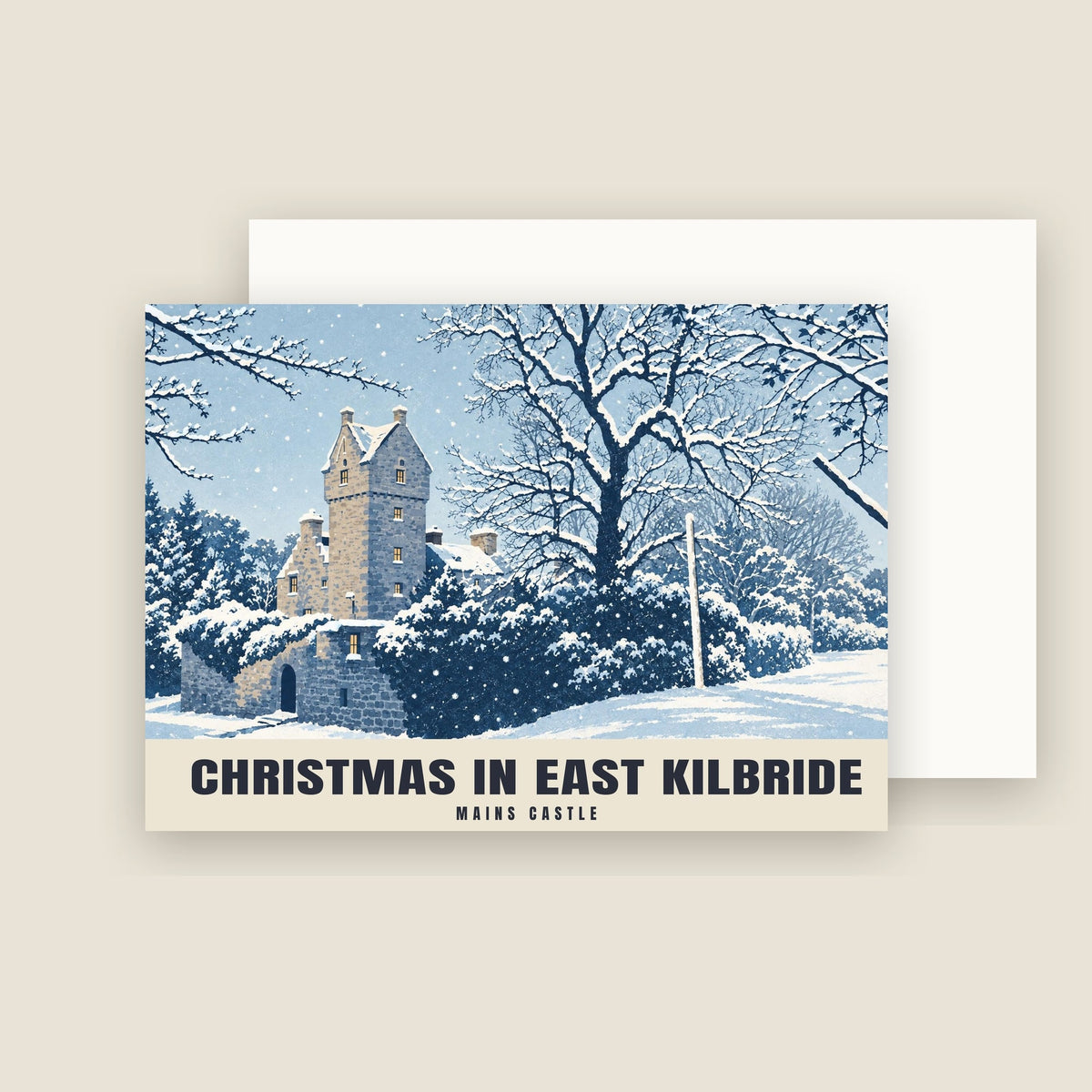 Mains Castle, East Kilbride Christmas card with its envelope