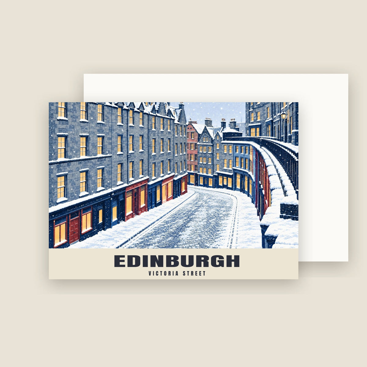 Victoria Street, Edinburgh Christmas card with its envelope