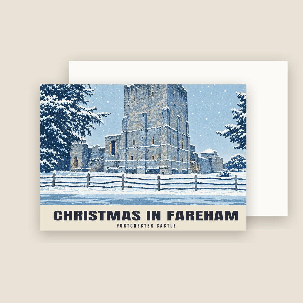 Portchester Castle, Fareham Christmas card with its envelope
