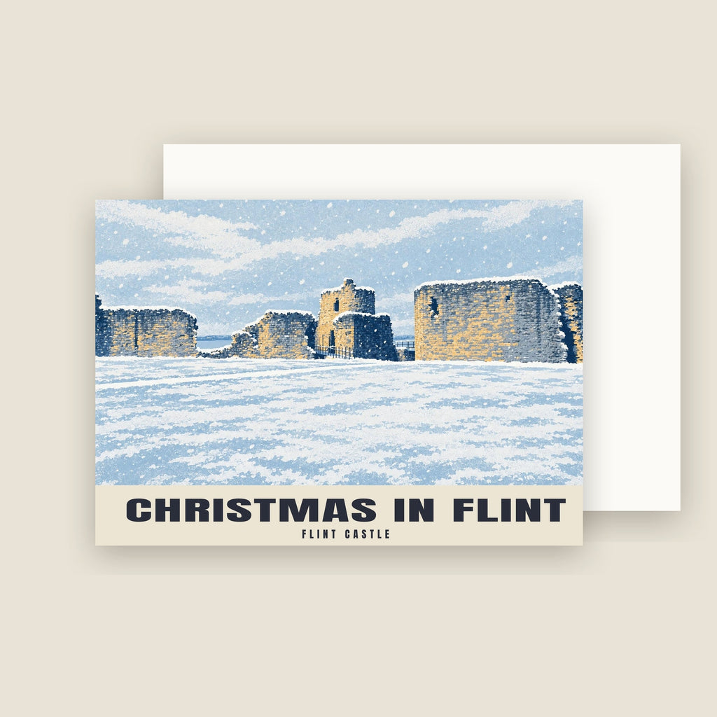Flint Castle Christmas card with its envelope