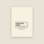 Back of the Goole Clock Tower Christmas card with the Here Looks Good plate