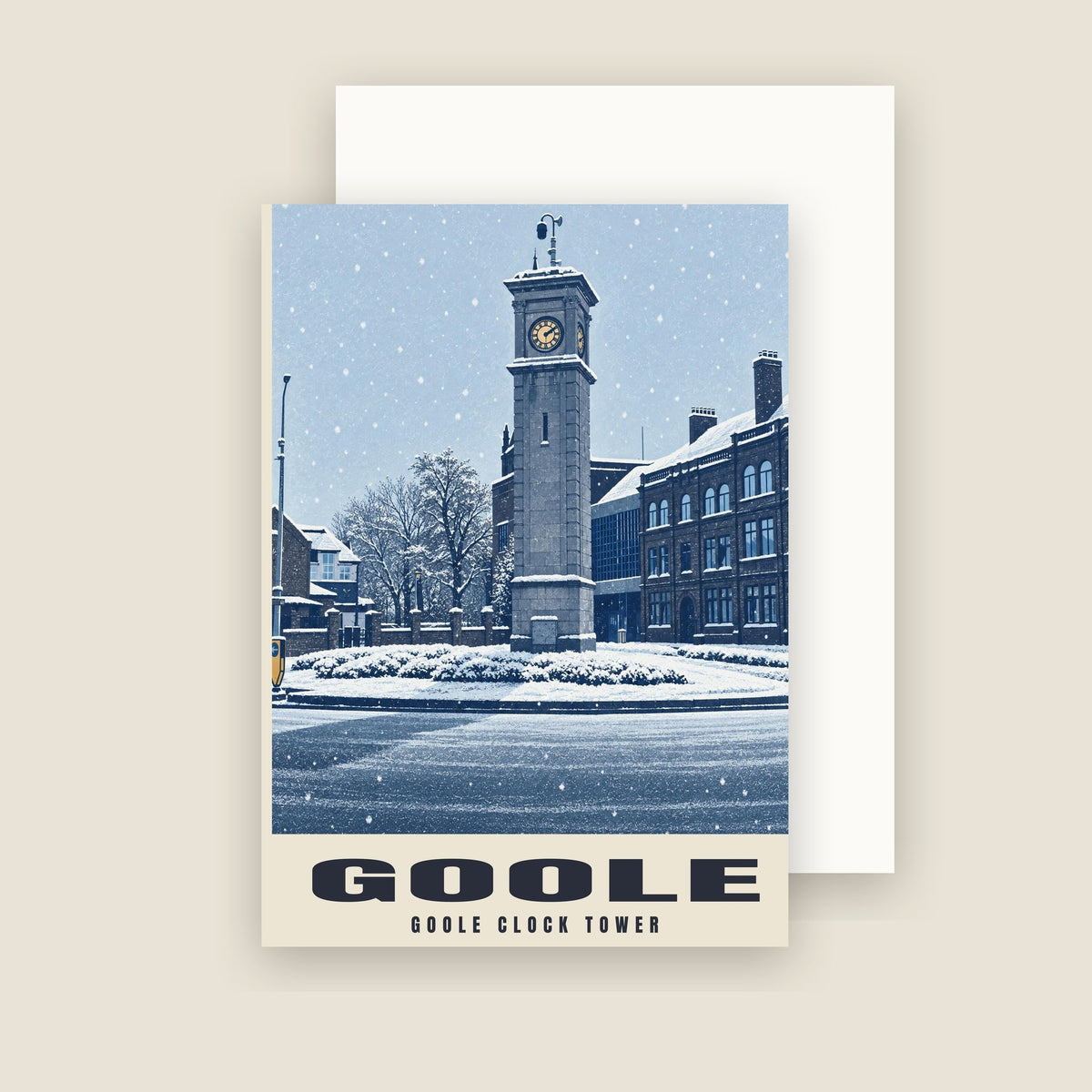 Goole Clock Tower Christmas card with its envelope
