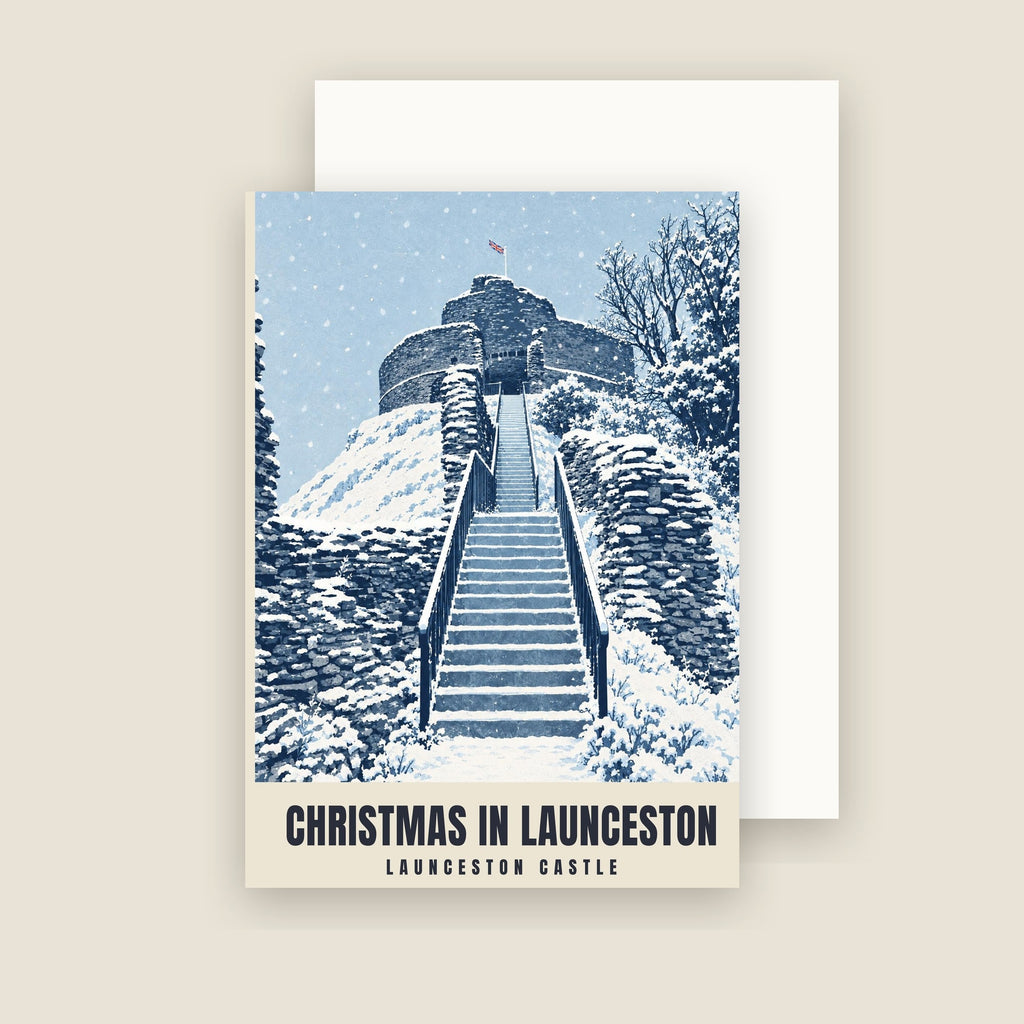 Launceston Castle Christmas card with its envelope