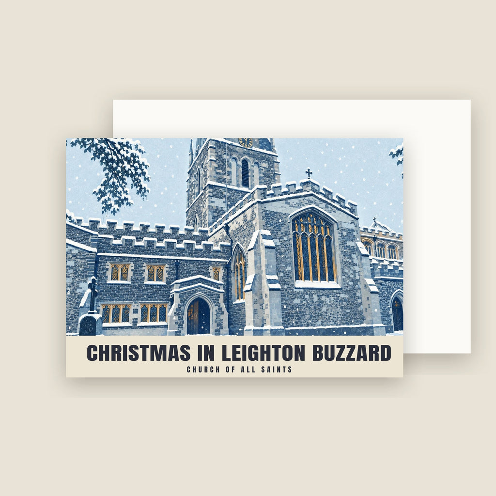 Church of All Saints, Leighton Buzzard Christmas card with its envelope