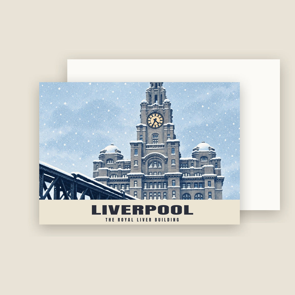 The Royal Liver Building, Liverpool Christmas card with its envelope
