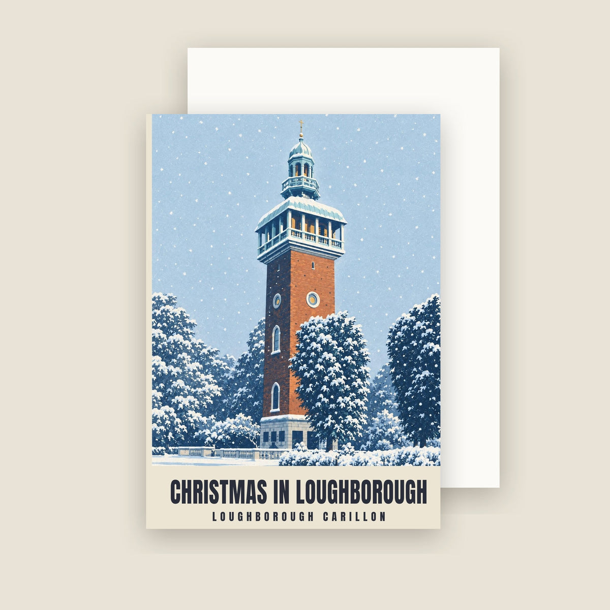 Loughborough Carillon Christmas card with its envelope