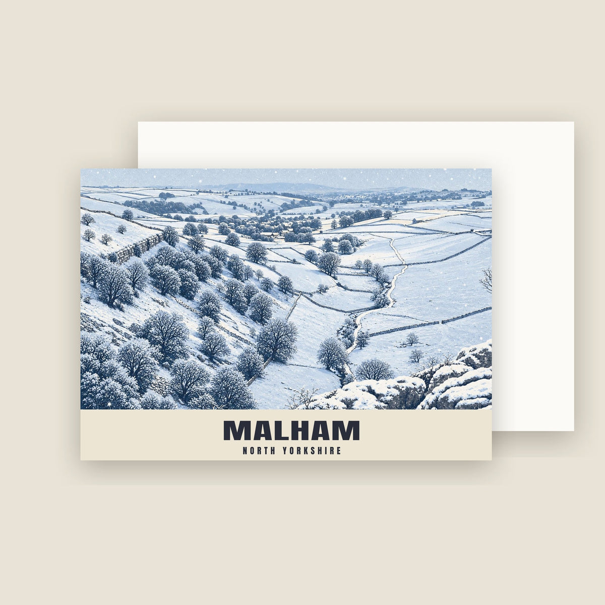 Malham Cove Christmas card with its envelope