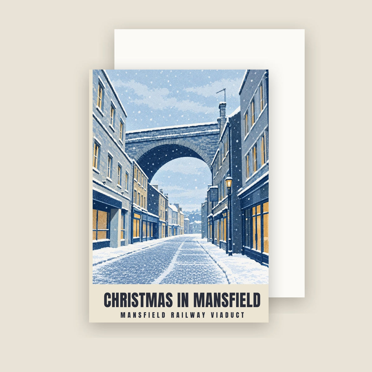 Mansfield Railway Viaduct Christmas card with its envelope