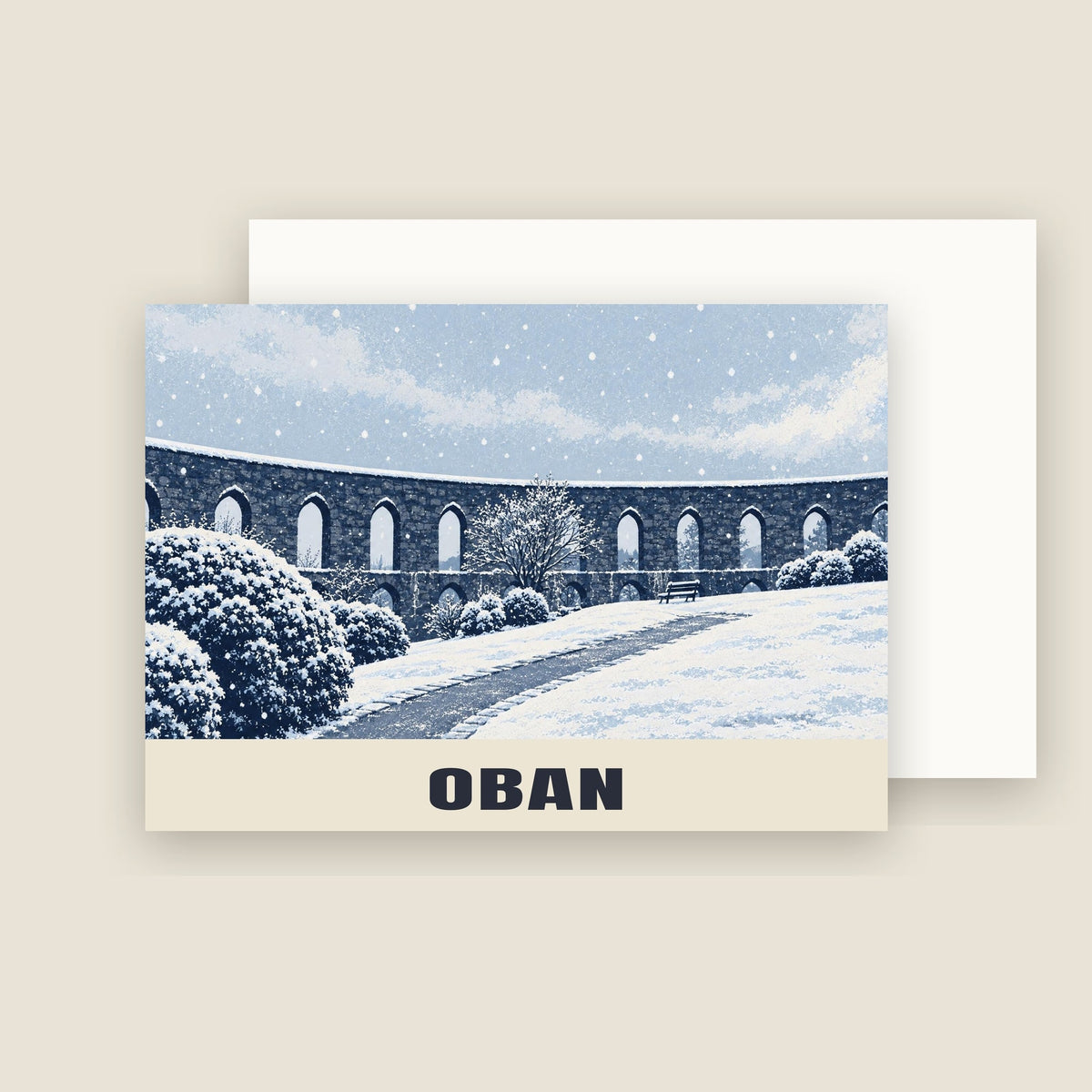 McCaig's Tower, Oban Christmas card with its envelope