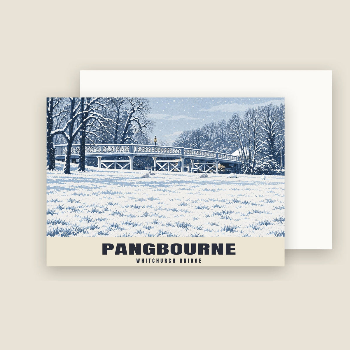 Whitchurch Bridge, Pangbourne Christmas card with its envelope