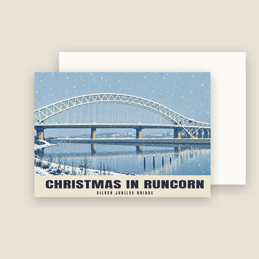 Silver Jubilee Bridge, Runcorn Christmas card with its envelope