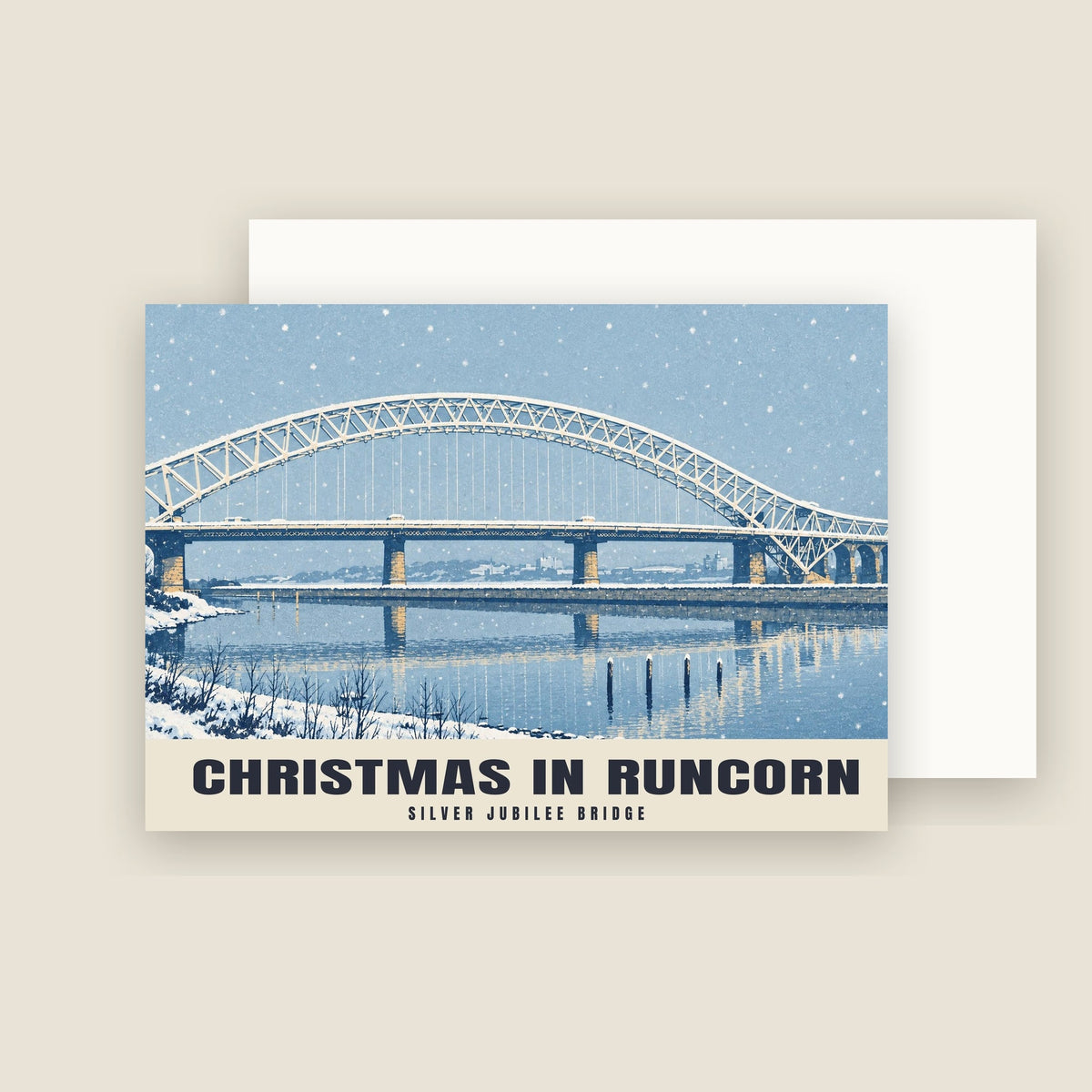 Silver Jubilee Bridge, Runcorn Christmas card with its envelope