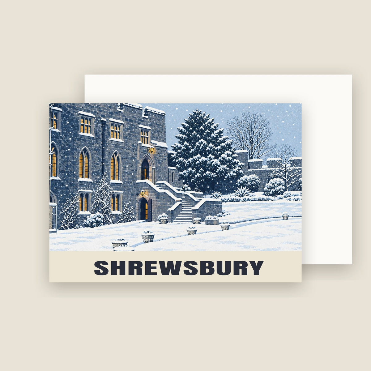 Shrewsbury Castle Christmas card with its envelope
