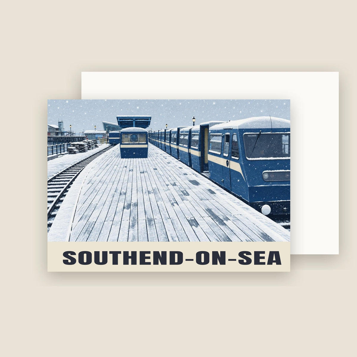 Southend Pier, Southend-on-Sea Christmas card with its envelope