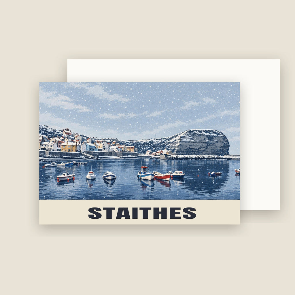 Staithes Christmas card with its envelope