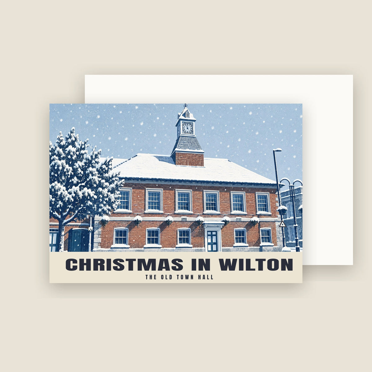 The Old Town Hall, Wilton Christmas card with its envelope