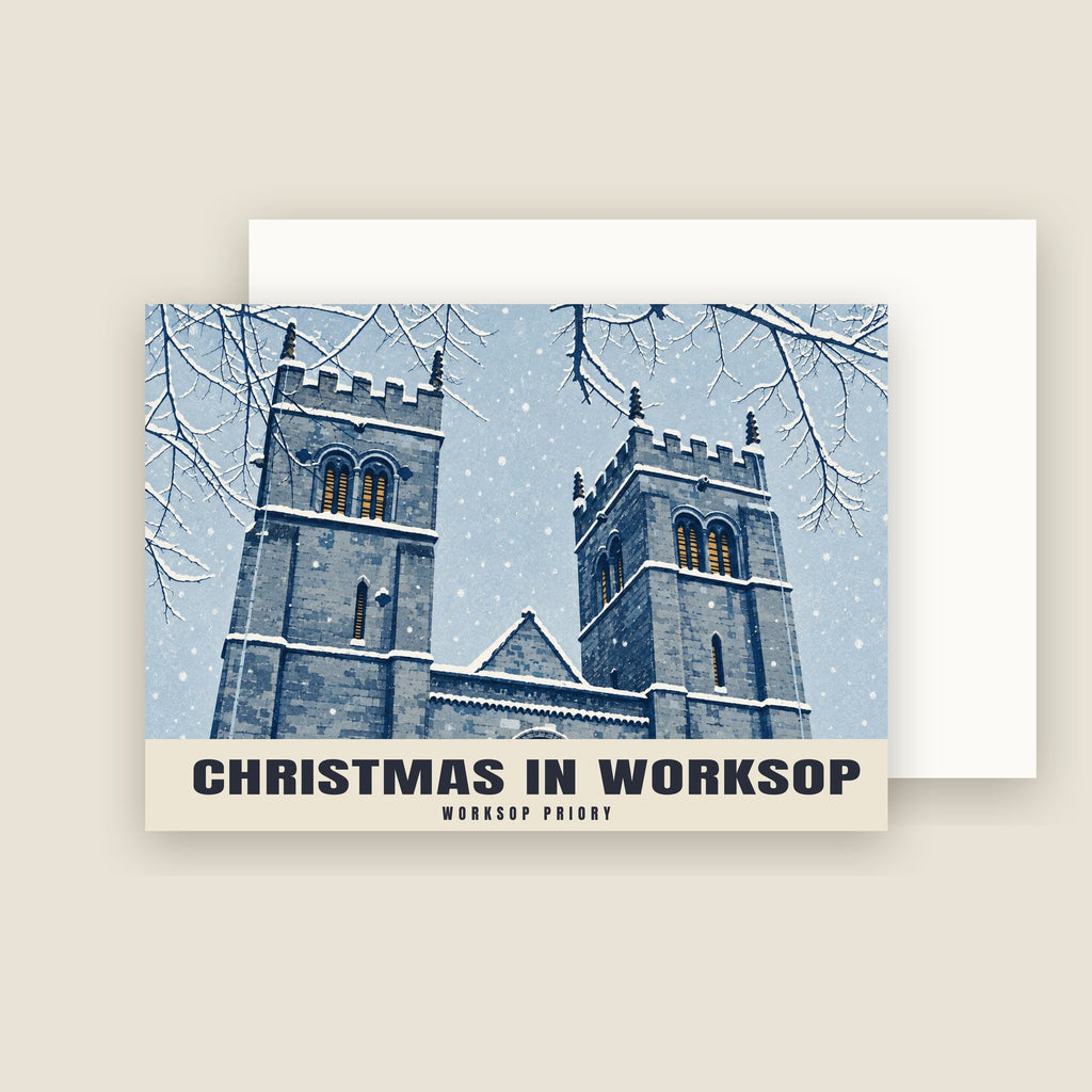 Worksop Priory Christmas card with its envelope