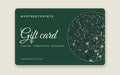 Here Looks Good gift card in the shop's green, with a star map of the night sky