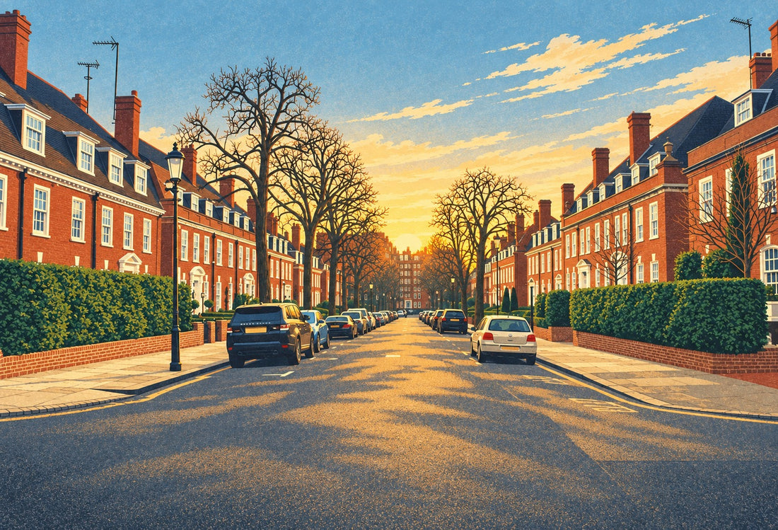 AI-illustrated example based on Christian Vasile’s real Kensington street photograph