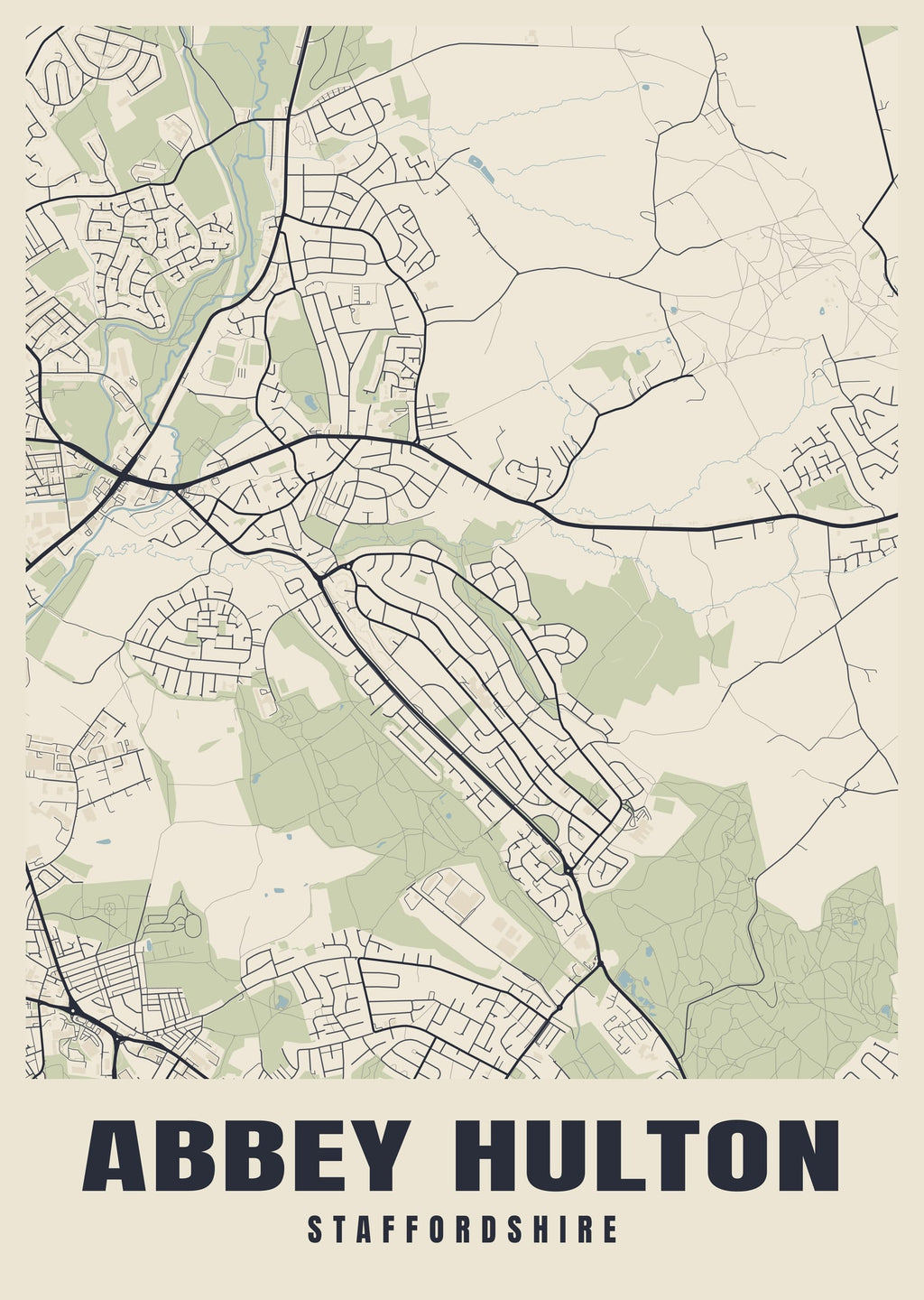 Street map poster of Abbey Hulton, Staffordshire