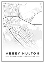 Street map poster of Abbey Hulton village centre, Staffordshire