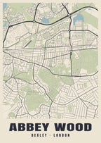Heritage street map poster of Abbey Wood, Bexley, London