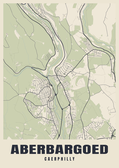 Street map poster of Aberbargoed, Caerphilly