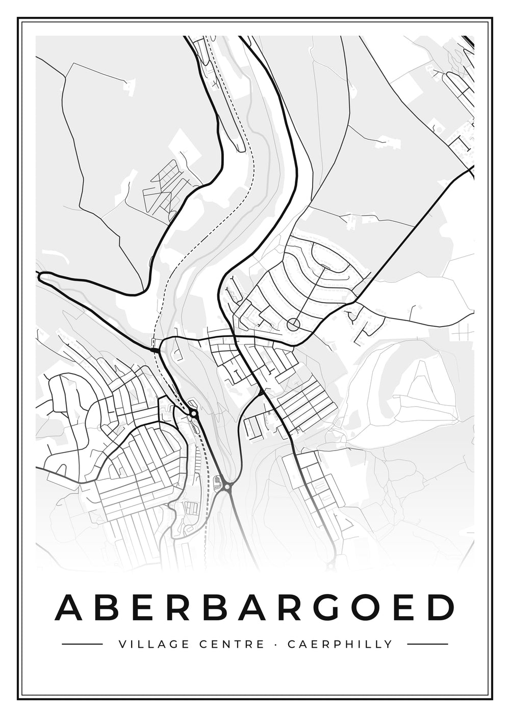 Aberbargoed Village Centre Street Map Poster