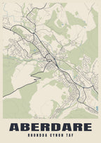 Street map poster of Aberdare, Rhondda Cynon Taf